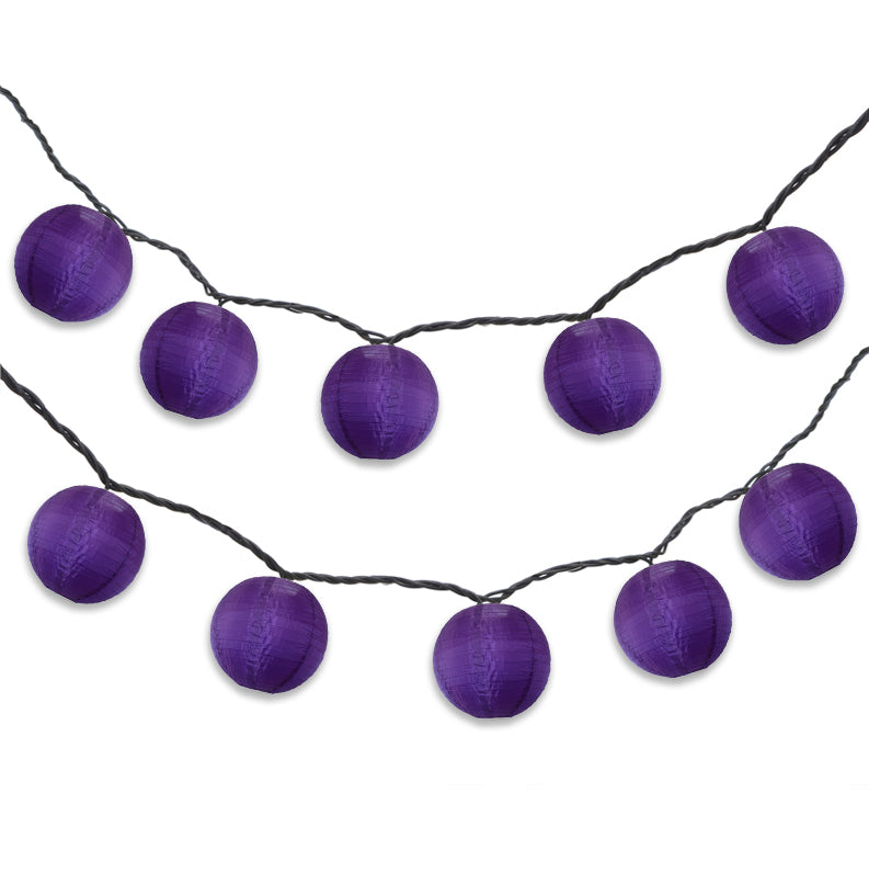 BLOWOUT 4&quot; Royal Purple Round Shimmering Nylon Lantern Party String Lights (8FT, Expandable)