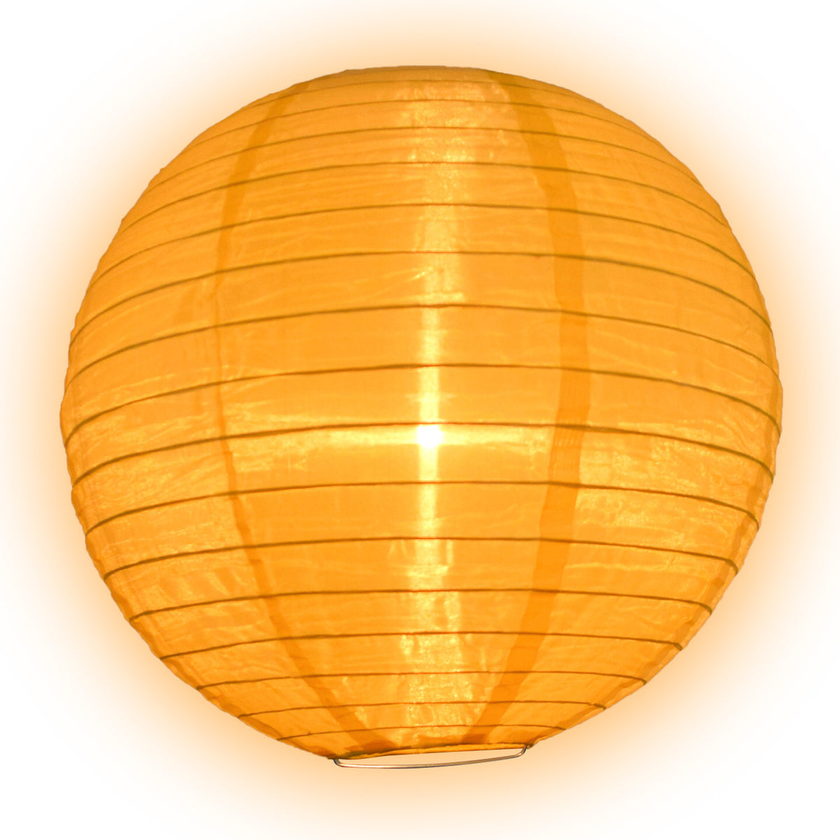 4 Inch Gold Round Shimmering Nylon Lanterns, Even Ribbing, Hanging (10-PACK) Decoration
