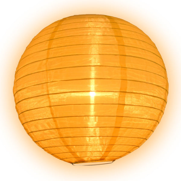 8" Gold Yellow Shimmering Nylon Lantern, Even Ribbing, Durable, Hanging - PaperLanternStore.com - Paper Lanterns, Decor, Party Lights & More