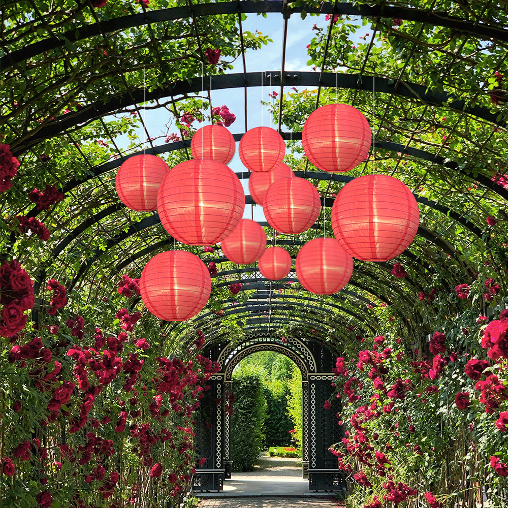 Ultimate 20-Piece Hot Pink Nylon Lantern Party Pack - Assorted Sizes of 6&quot;, 8&quot;, 10&quot;, 12&quot; (5 Round Lanterns Each) for Weddings, Events and Décor