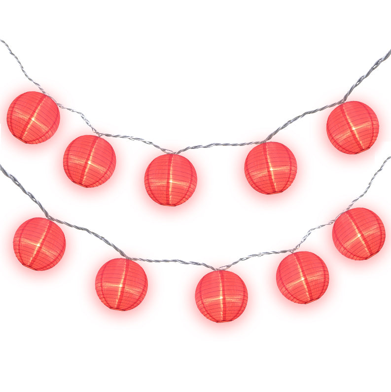 4&quot; Hot Pink Round Shimmering Nylon Lantern Party String Lights (8FT, Expandable)