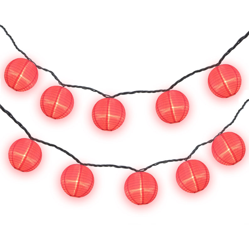 4&quot; Hot Pink Round Shimmering Nylon Lantern Party String Lights (8FT, Expandable)
