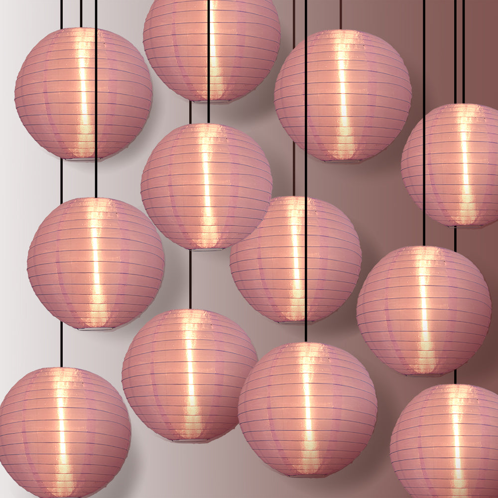 BULK PACK (12) 24" Light Purple Shimmering Nylon Lantern, Even Ribbing, Durable, Hanging