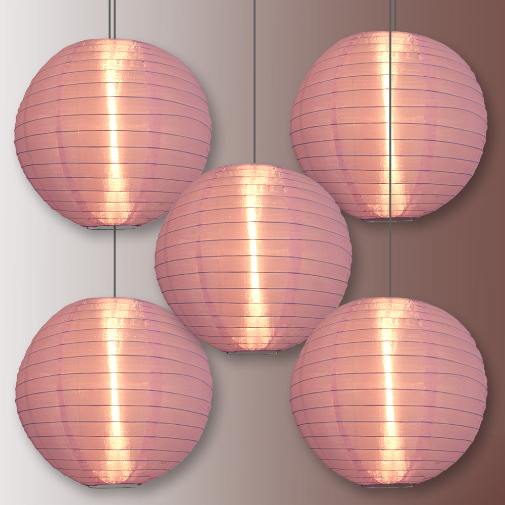 BULK PACK (5) 18" Light Purple Shimmering Nylon Lantern, Even Ribbing, Durable, Hanging