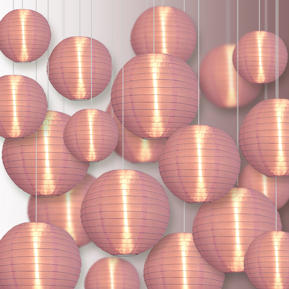 Ultimate 20-Piece Light Purple Nylon Lantern Party Pack - Assorted Sizes of 6", 8", 10", 12" (5 Round Lanterns Each) for Weddings, Events and Décor