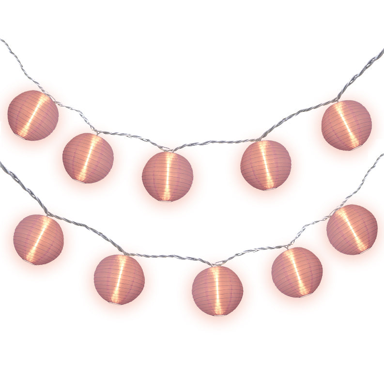 BLOWOUT 4&quot; Light Purple Round Shimmering Nylon Lantern Party String Lights (8FT, Expandable)