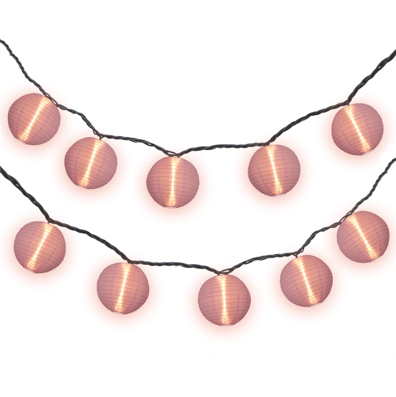 4&quot; Light Purple Round Shimmering Nylon Lantern Party String Lights (8FT, Expandable)