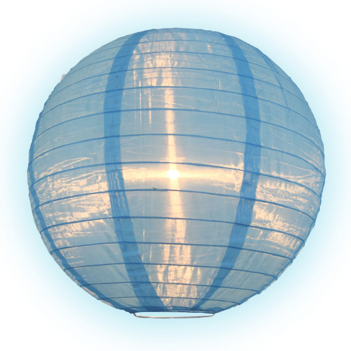 BULK PACK (12) 10&quot; Baby Blue Shimmering Nylon Lantern, Even Ribbing, Durable, Hanging