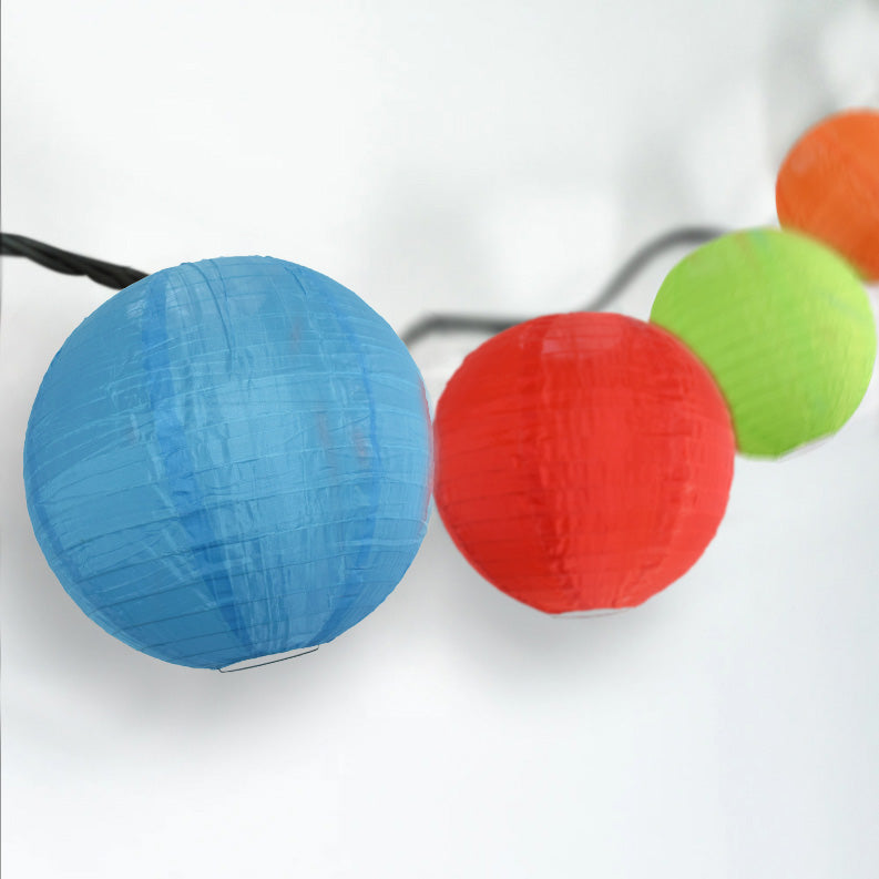 BLOWOUT 4&quot; Multi Color Shimmering Nylon Lantern Party String Lights (8FT, Expandable)