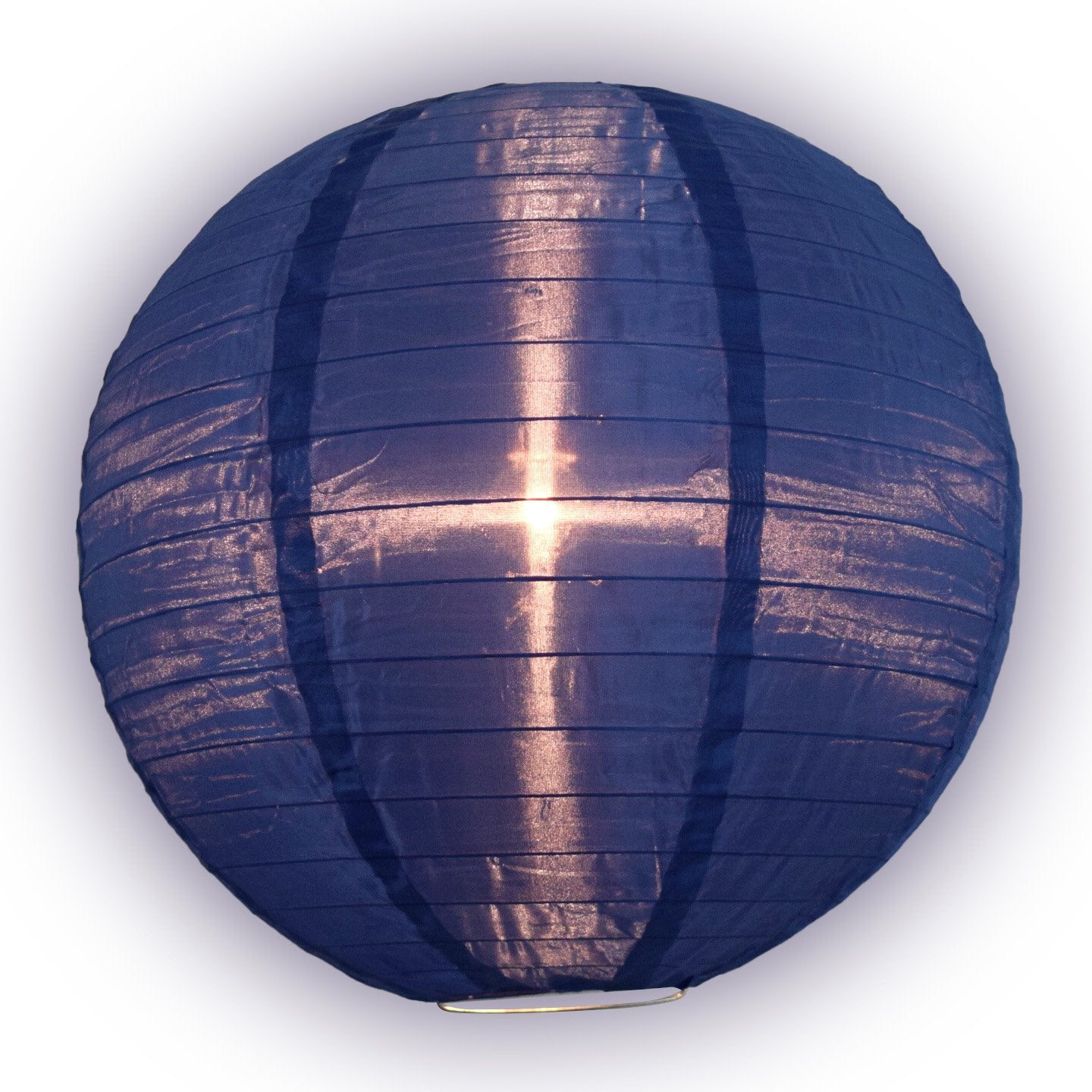 14" Navy Blue Shimmering Nylon Lantern, Even Ribbing, Durable, Hanging - PaperLanternStore.com - Paper Lanterns, Decor, Party Lights & More