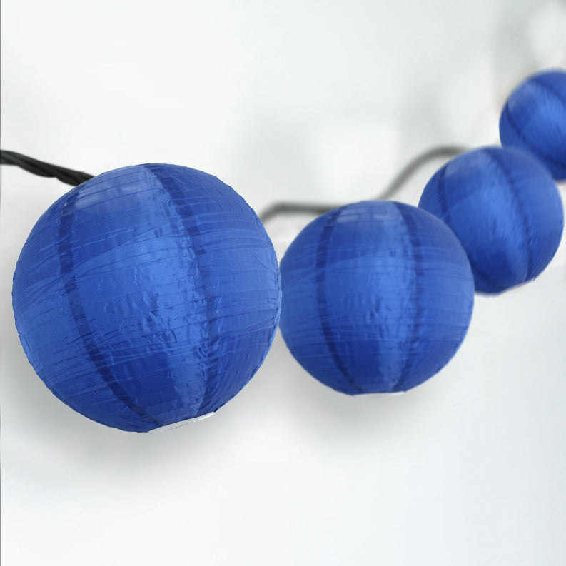 BLOWOUT 4&quot; Navy Blue Round Shimmering Nylon Lantern Party String Lights (8FT, Expandable)