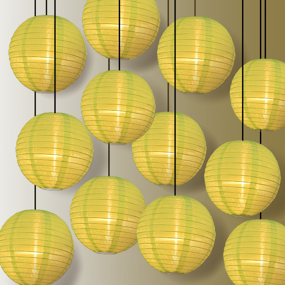 BULK PACK (12) 18&quot; Neon Green Shimmering Nylon Lantern
