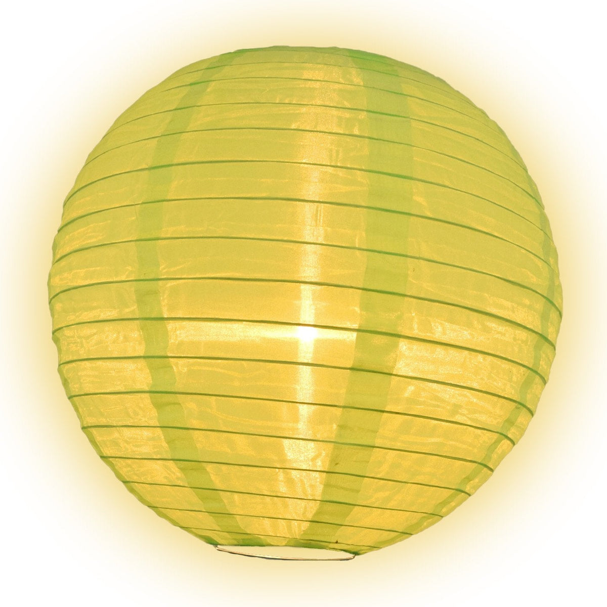 24 Inch Neon Green Shimmering Nylon Lantern, Even Ribbing, Durable, Hanging - LunaBazaar.com - Discover. Celebrate. Decorate.