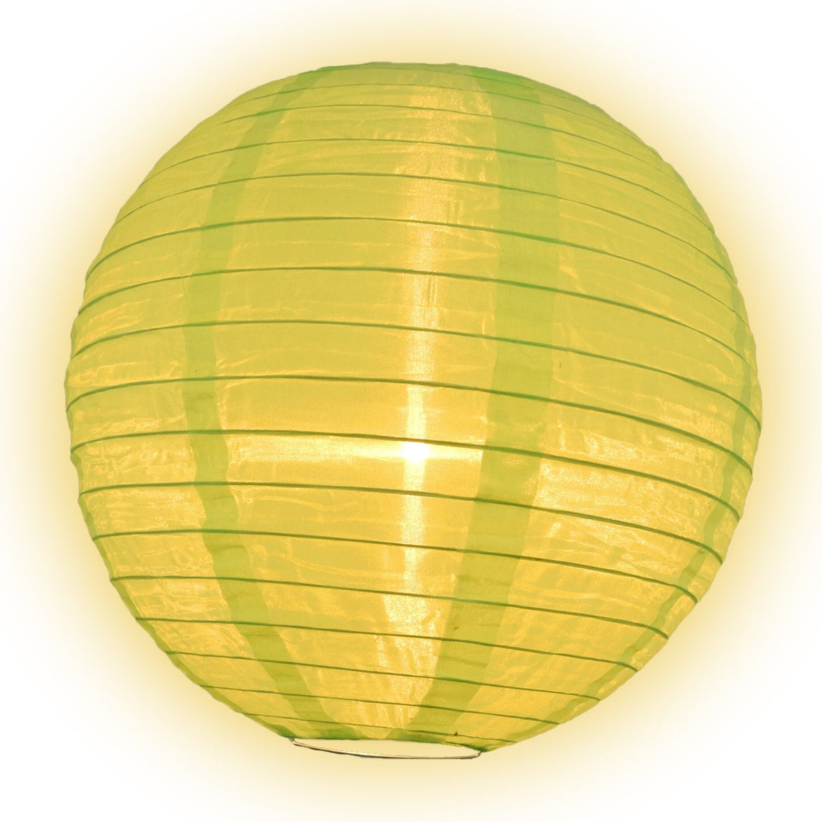 12&quot; Neon Green Shimmering Nylon Lantern, Even Ribbing, Durable, Hanging Decoration - PaperLanternStore.com - Paper Lanterns, Decor, Party Lights &amp; More