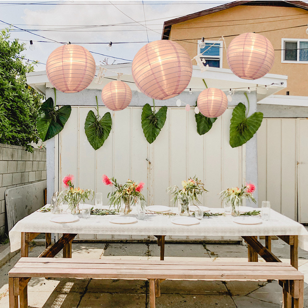 Ultimate 20-Piece Pink Nylon Lantern Party Pack - Assorted Sizes of 6&quot;, 8&quot;, 10&quot;, 12&quot; (5 Round Lanterns Each) for Weddings, Events and Décor