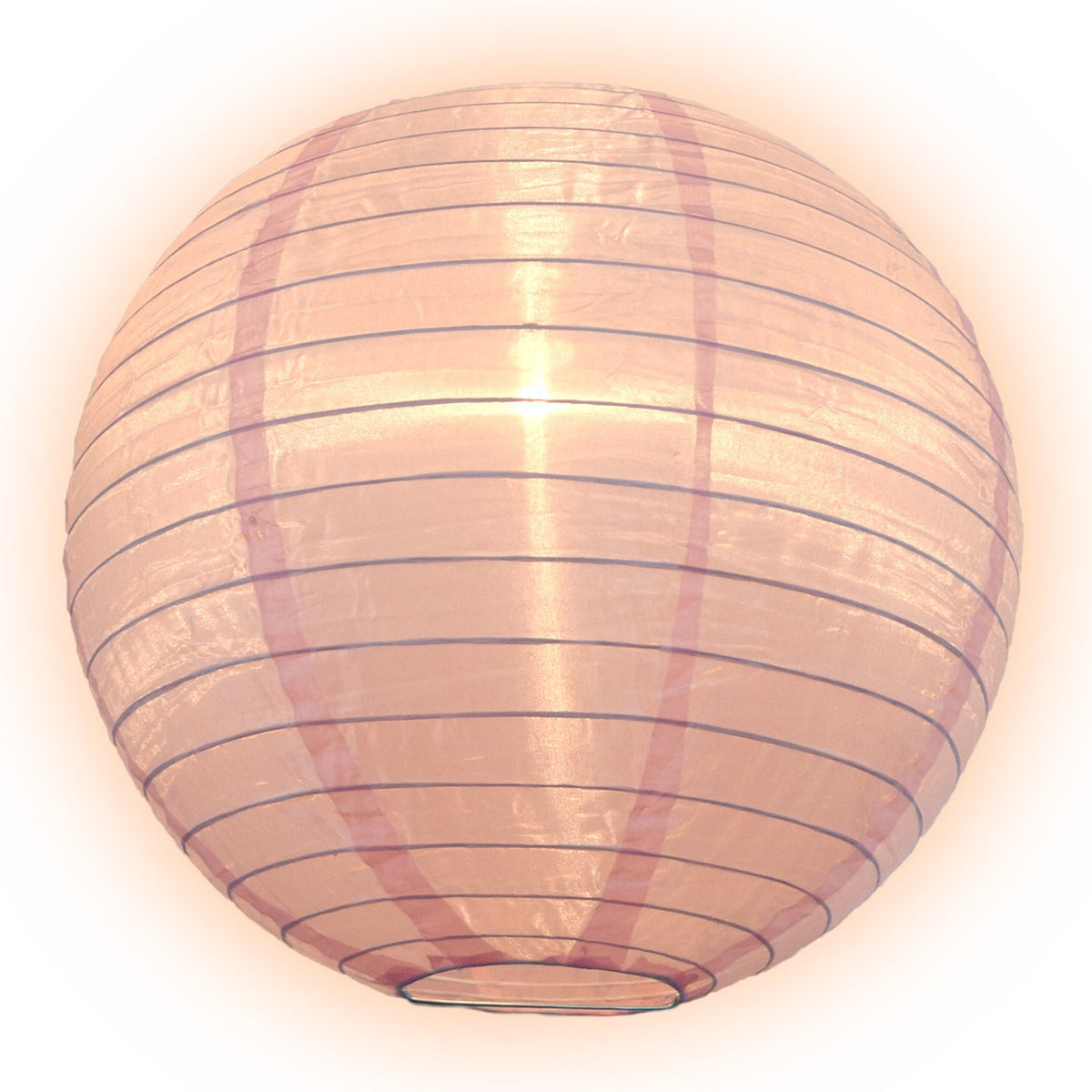 Lit Pink Shimmering Nylon Lantern, Even Ribbing, Durable, Hanging
