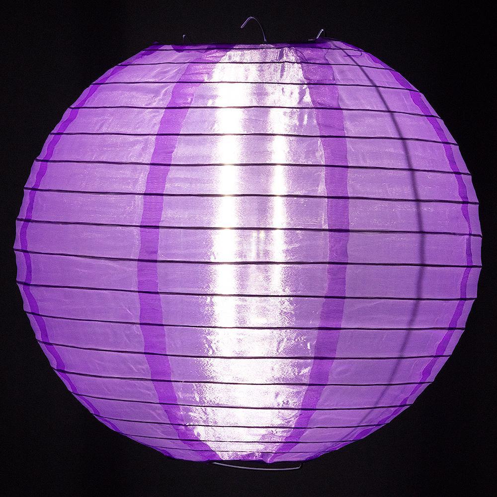 24" Purple Shimmering Nylon Lantern, Even Ribbing, Durable, Hanging