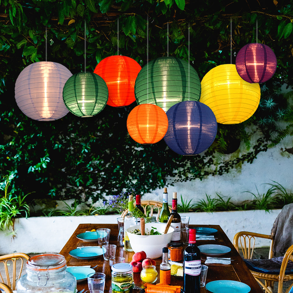 Ultimate 28-Piece Rainbow Variety Nylon Lantern Party Pack - Assorted Sizes of 6&quot;, 8&quot;, 10&quot;, 12&quot; (7 Round Lanterns Each) for Weddings, Events and Décor