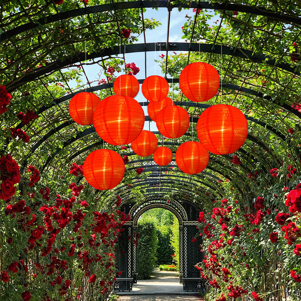 Ultimate 20-Piece Red Nylon Lantern Party Pack - Assorted Sizes of 6&quot;, 8&quot;, 10&quot;, 12&quot; (5 Round Lanterns Each) for Weddings, Events and Décor