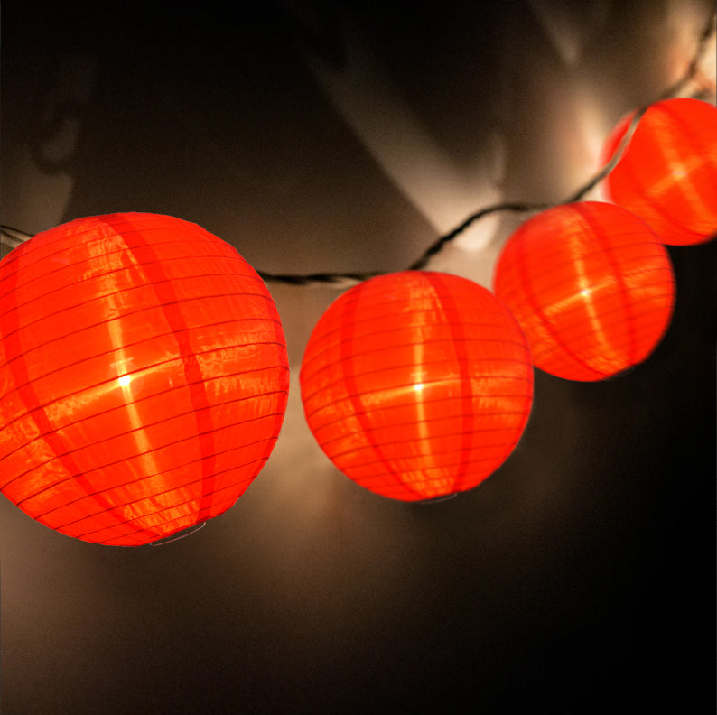 BLOWOUT 4&quot; Red Shimmering Nylon Lantern Party String Lights (8FT, Expandable)