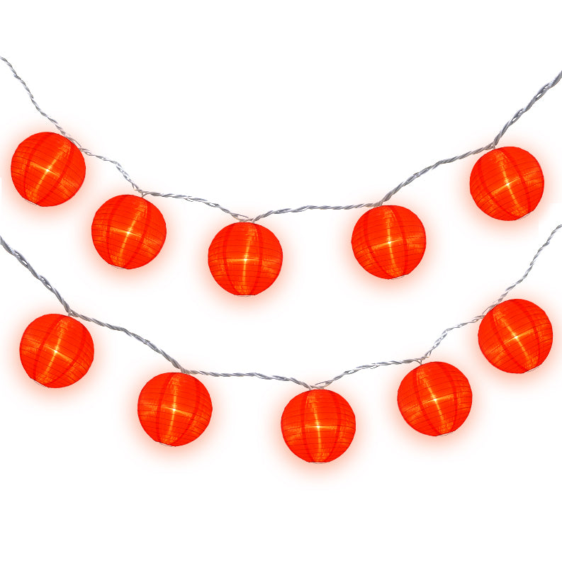 BLOWOUT 4&quot; Red Shimmering Nylon Lantern Party String Lights (8FT, Expandable)