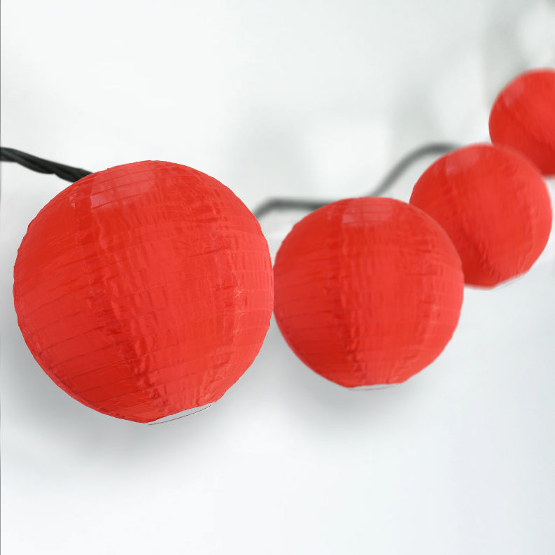 BLOWOUT 4&quot; Red Shimmering Nylon Lantern Party String Lights (8FT, Expandable)