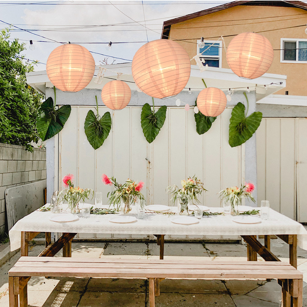 Ultimate 20-Piece Rose Quartz Pink Nylon Lantern Party Pack - Assorted Sizes of 6&quot;, 8&quot;, 10&quot;, 12&quot; (5 Round Lanterns Each) for Weddings, Events and Décor