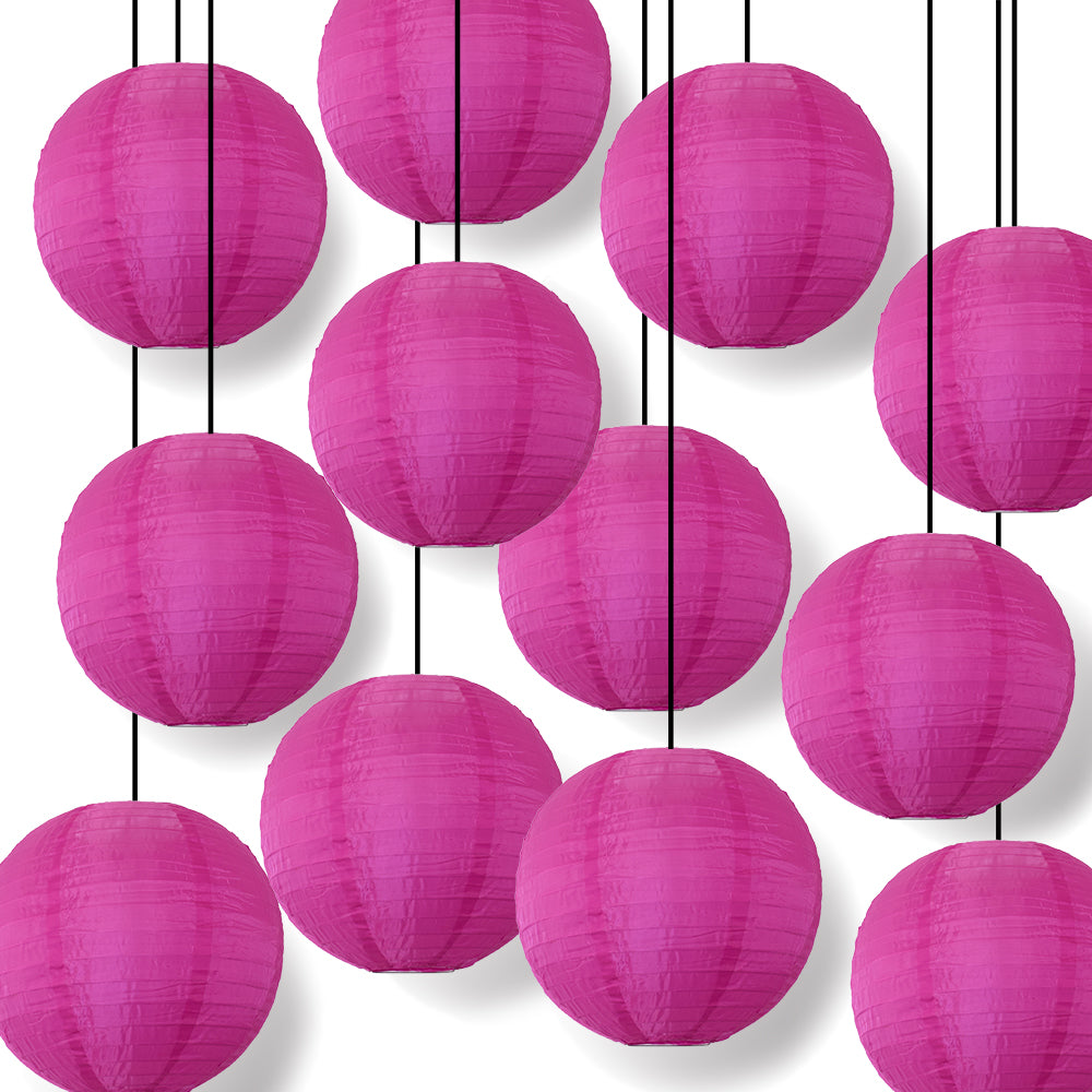 12 PACK | 14&quot; Ultra Violet Shimmering Nylon Lantern, Even Ribbing, Durable, Hanging Decoration