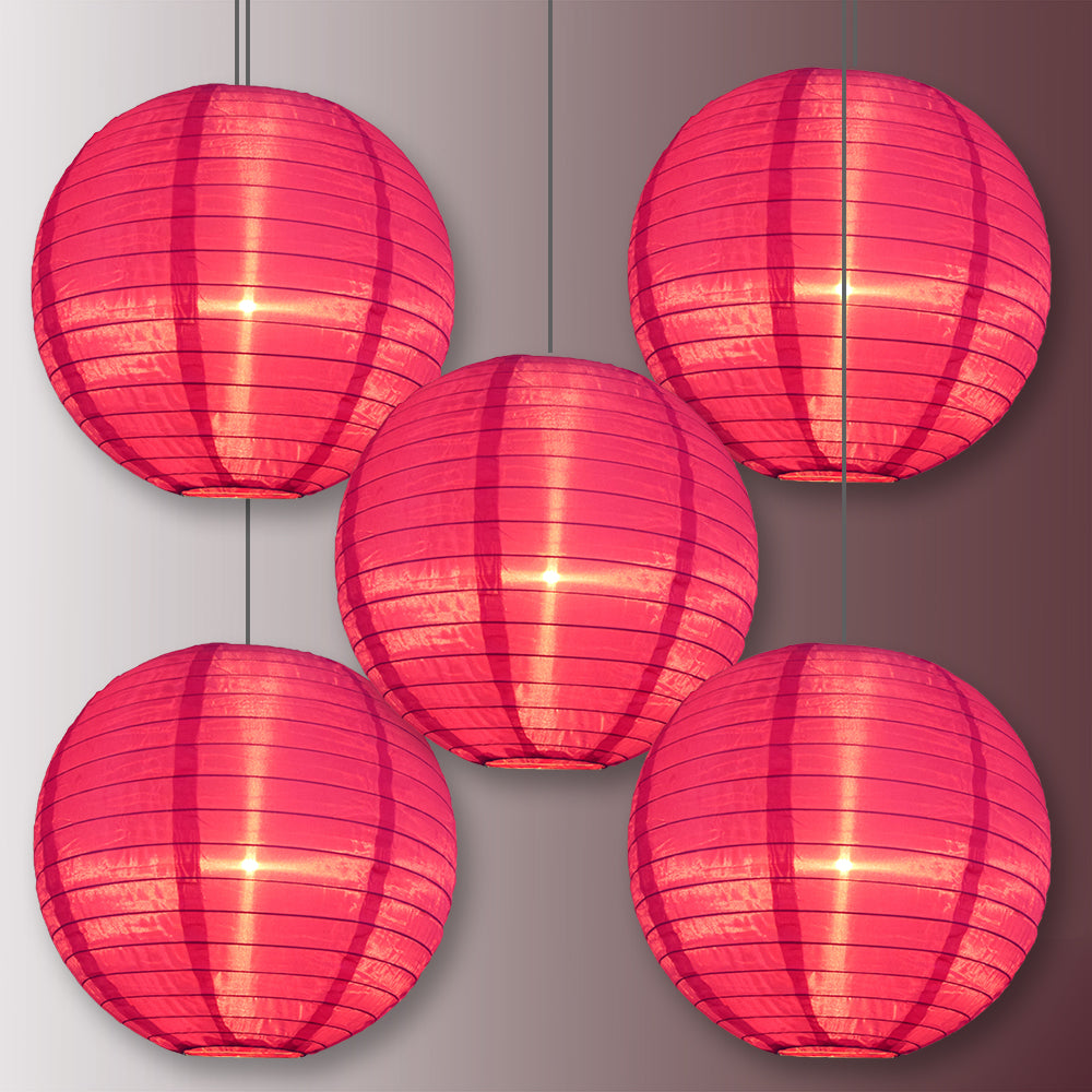 BULK PACK (5) 18" Ultra Violet Shimmering Nylon Lantern, Even Ribbing, Durable, Hanging