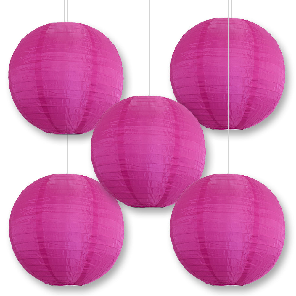 BULK PACK (5) 30&quot; Ultra Violet Jumbo Shimmering Nylon Lantern, Even Ribbing, Durable, Dry Outdoor Hanging Decoration