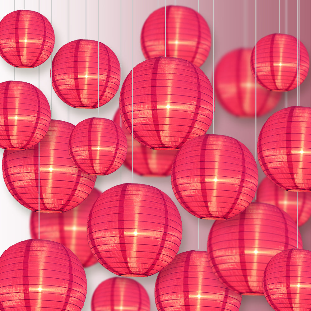 Ultimate 20-Piece Ultra Violet Nylon Lantern Party Pack - Assorted Sizes of 6", 8", 10", 12" (5 Round Lanterns Each) for Weddings, Events and Décor