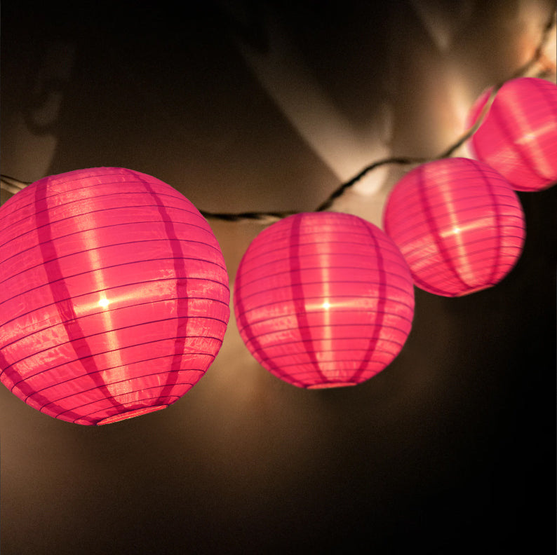 BLOWOUT 4&quot; Violet Round Shimmering Nylon Lantern Party String Lights (8FT, Expandable)