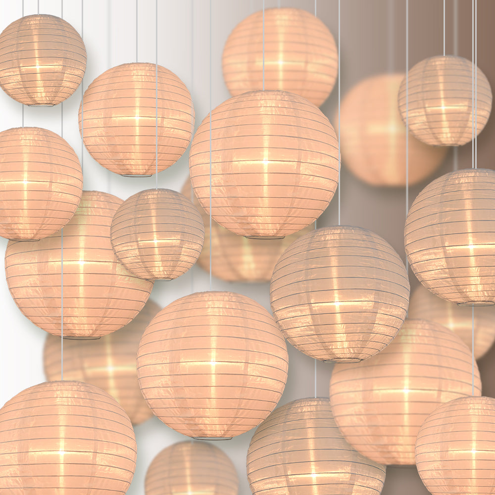Ultimate 20-Piece White Variety Nylon Lantern Party Pack - Assorted Sizes of 6", 8", 10", 12" (5 Round Lanterns Each) for Weddings, Events and Décor