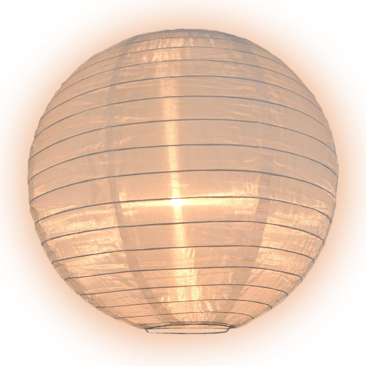 Lit White Shimmering Nylon Lantern, Even Ribbing, Durable, Hanging