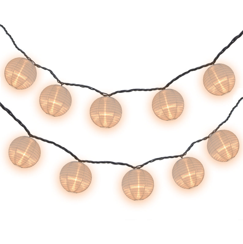 4&quot; White Shimmering Nylon Lantern Party String Lights (8FT, Expandable)