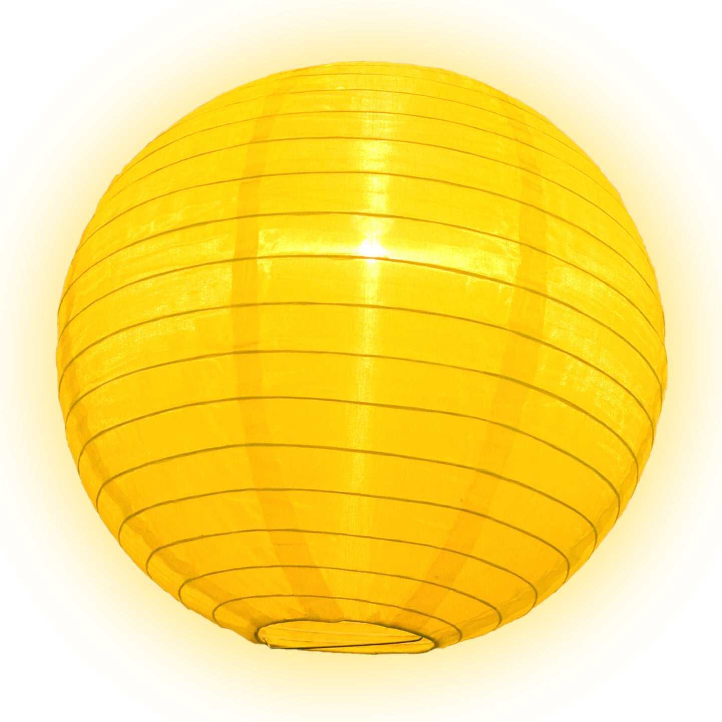10" Yellow Shimmering Nylon Lantern, Even Ribbing, Durable, Hanging