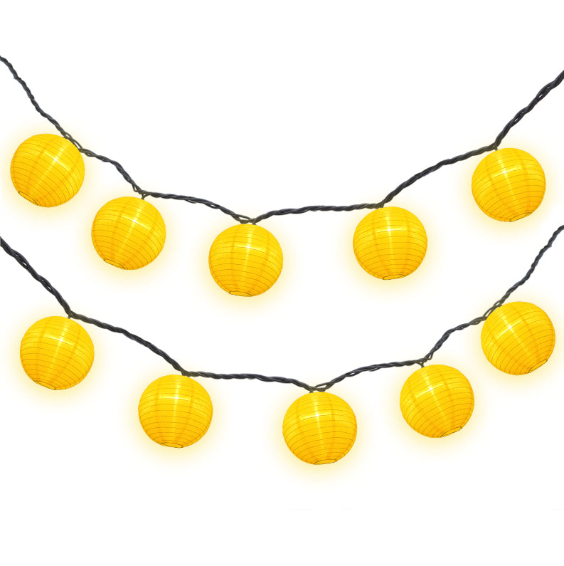 4&quot; Yellow Round Shimmering Nylon Lantern Party String Lights (8FT, Expandable)