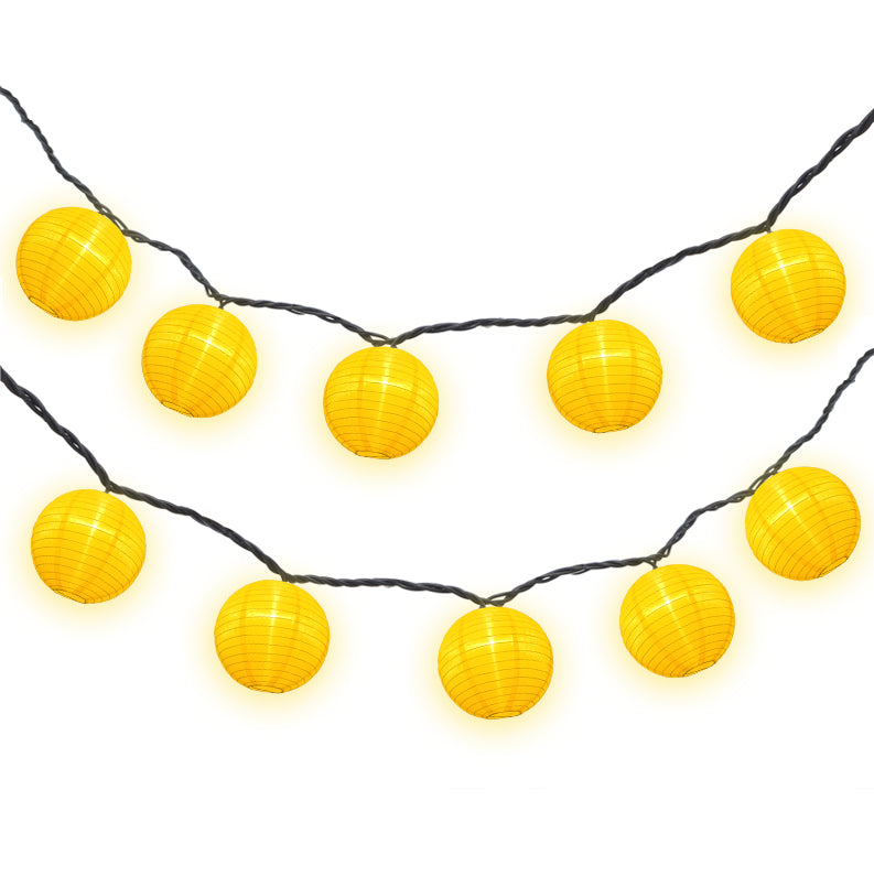 4&quot; Yellow Round Shimmering Nylon Lantern Party String Lights (8FT, Expandable)