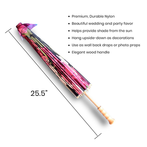 32 Inch Midnight Spring Cherry Blossom Premium Nylon Parasol Umbrella with Elegant Handle