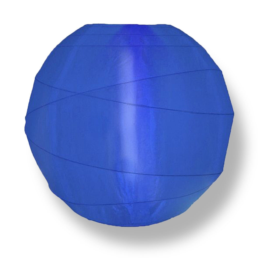 12" Irregular Ribbed Dark Navy Blue Shimmering Nylon Lantern, Durable, Hanging - PaperLanternStore.com - Paper Lanterns, Decor, Party Lights & More