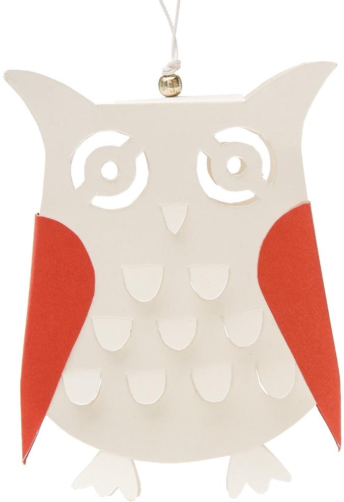 White and Red Kirigami Owl Ornament - PaperLanternStore.com - Paper Lanterns, Decor, Party Lights &amp; More