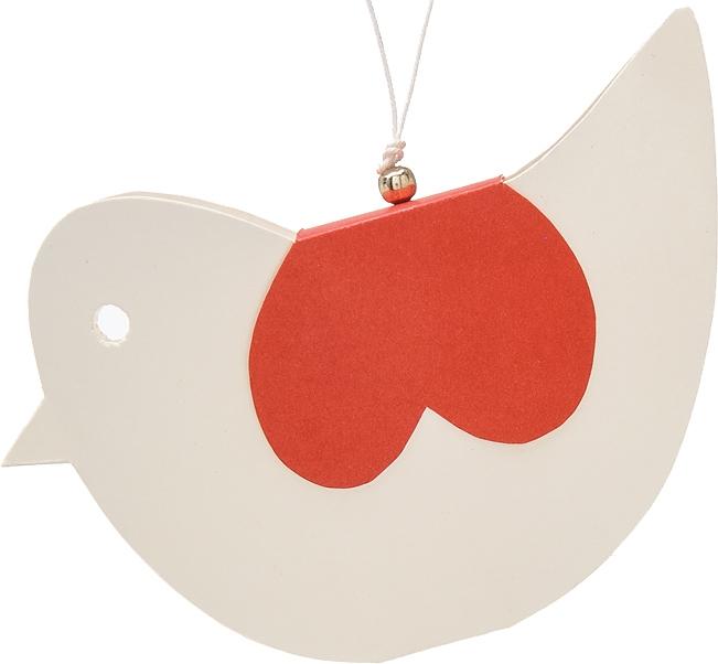 White and Red Kirigami Bird Ornament - PaperLanternStore.com - Paper Lanterns, Decor, Party Lights &amp; More