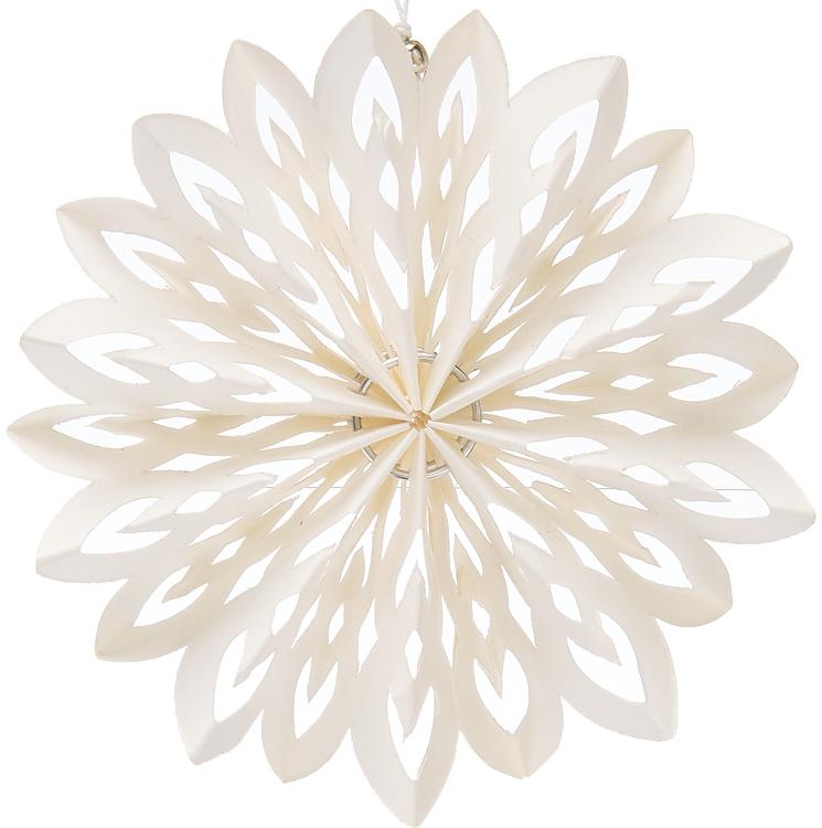 White Gardiente Mini Pizzelle Snowflake Ornament - PaperLanternStore.com - Paper Lanterns, Decor, Party Lights &amp; More