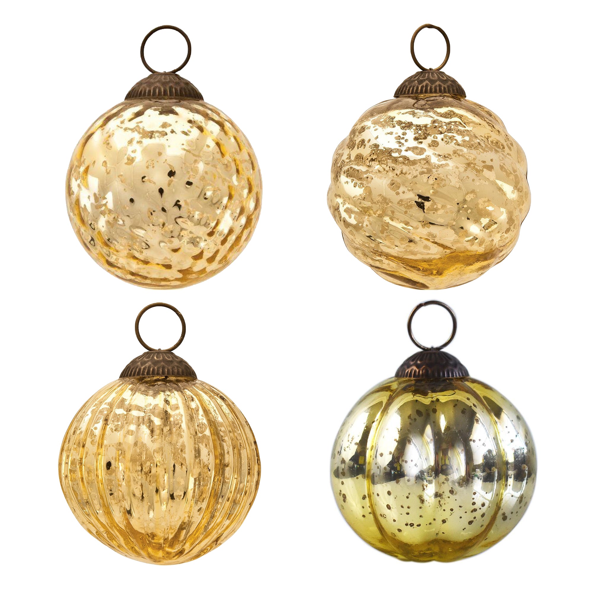 4 Pack | Gold Vintage Elegance Assorted Ornaments Set - Great Gift Idea, Vintage-Style Decorations for Christmas, Special Occasions, Home Decor and Parties