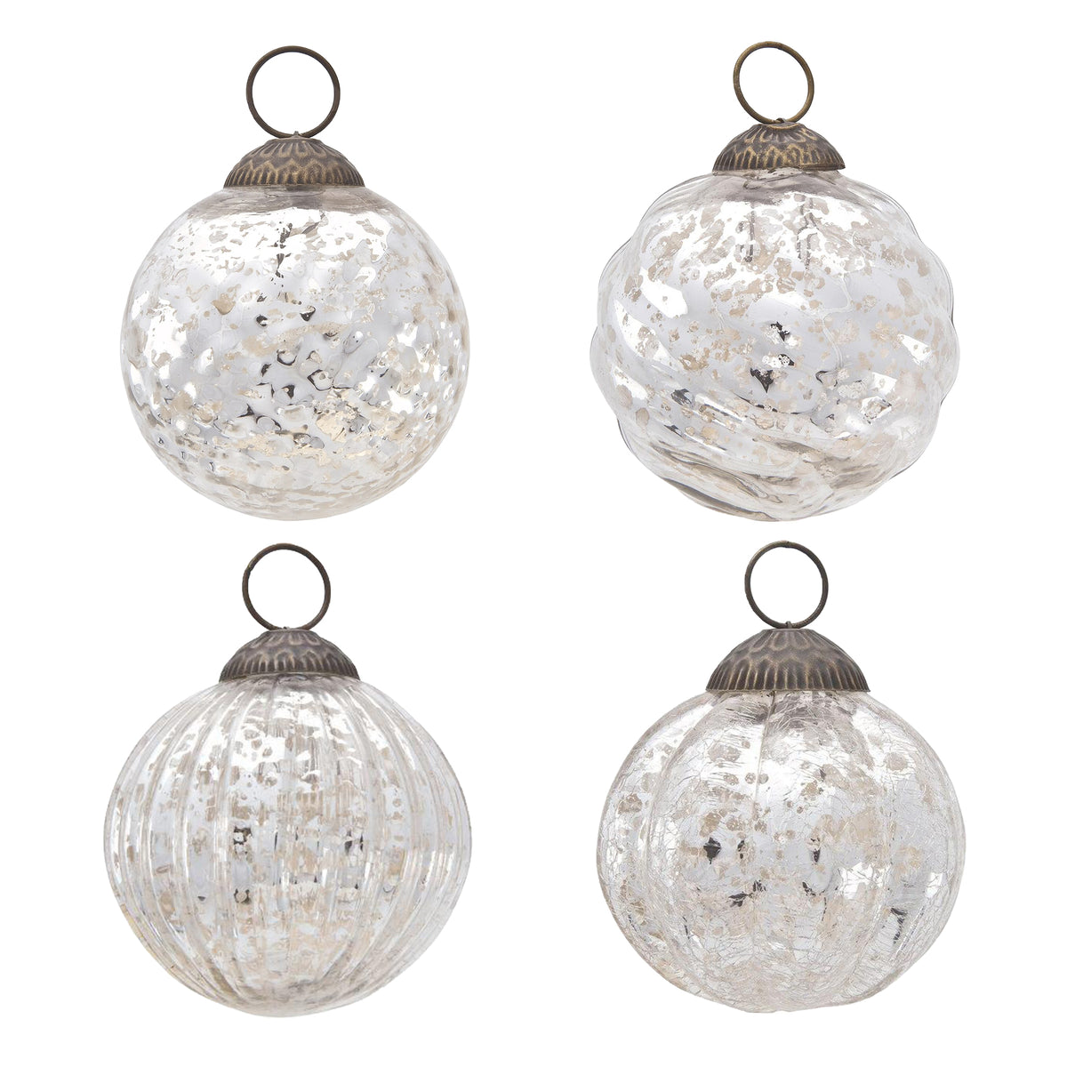 4 Pack | Silver Vintage Elegance Assorted Ornaments Set - Great Gift Idea, Vintage-Style Decorations for Christmas, Special Occasions, Home Decor and Parties
