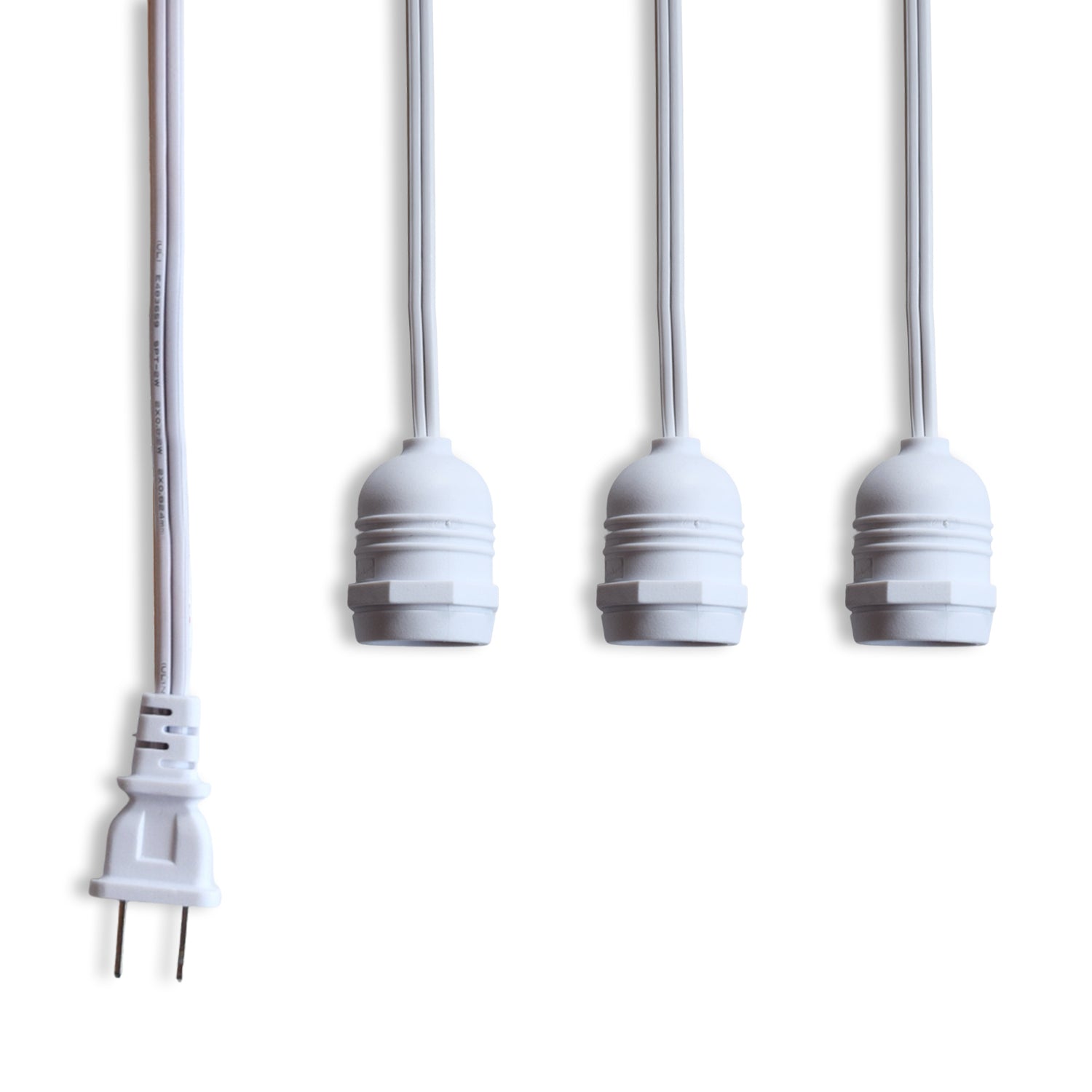 Triple Socket White Weatherproof Outdoor Pendant Light Lamp Cord for Lanterns, E26, 19 FT