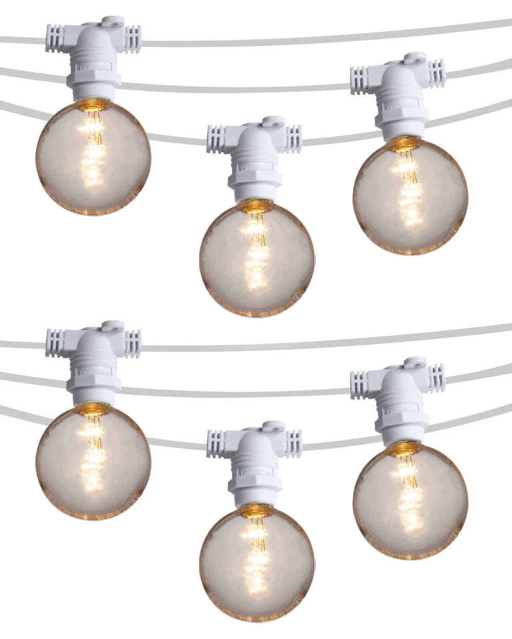 25 Socket Outdoor Commercial String Light Set, Shatterproof LED Bulbs, 29 FT White Cord w/ E12 C7 Base, Weatherproof