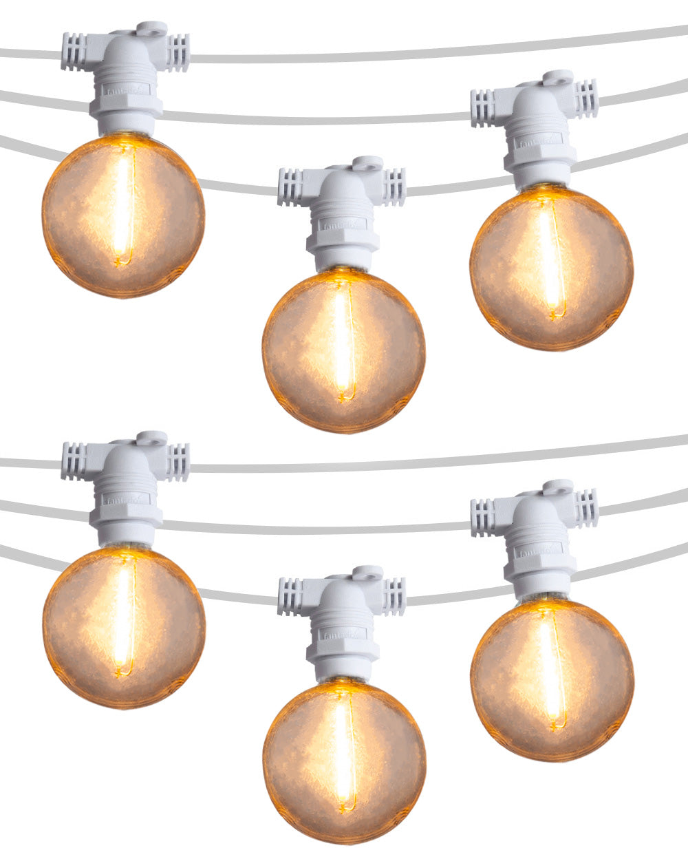 50 Socket Outdoor Commercial String Light Set, Shatterproof LED Bulbs, 54 FT White Cord w/ E12 C7 Base, Weatherproof