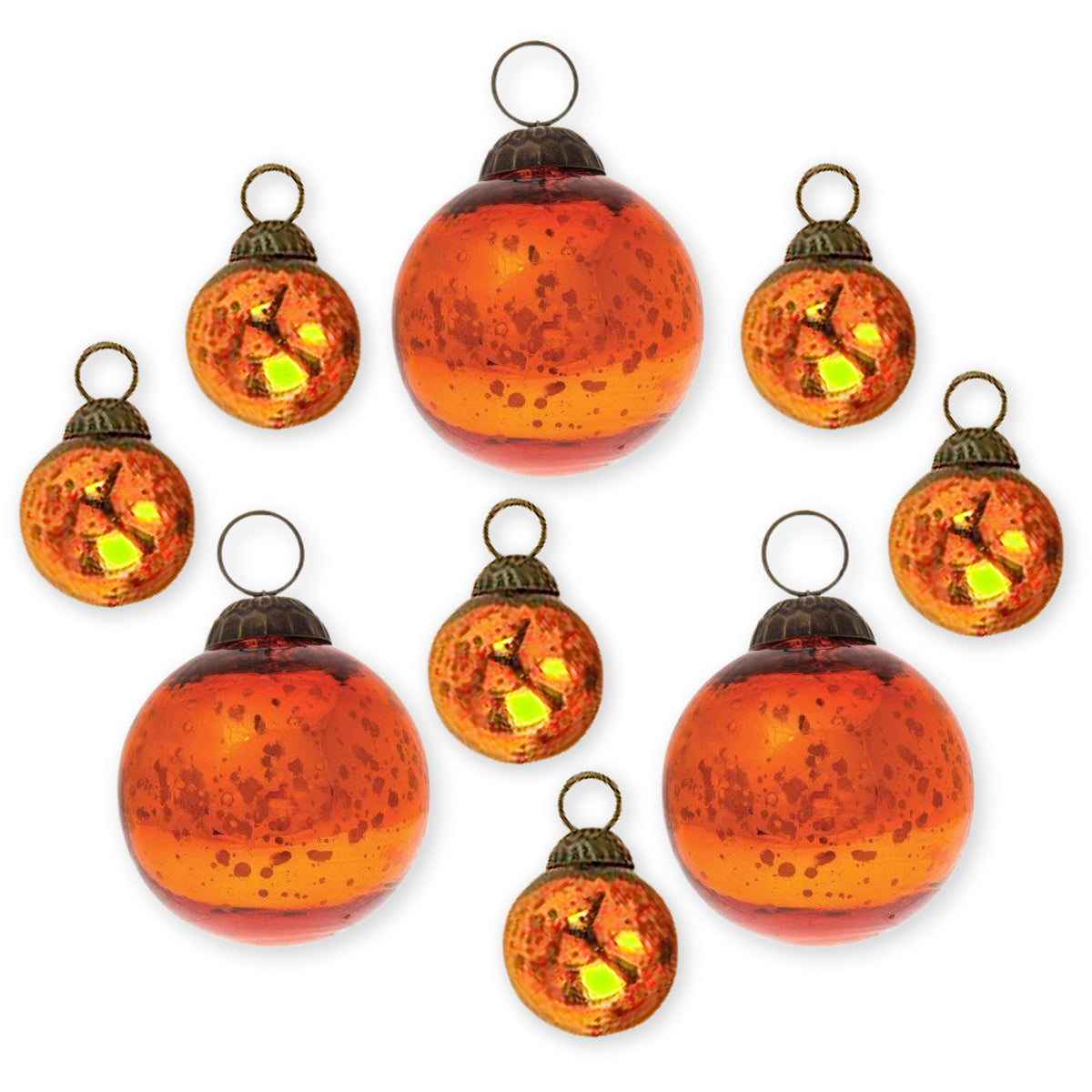 BLOWOUT 9 PACK | Ava Orange Vintage Assorted Ornaments Set - Great Gift Idea, Vintage-Style Decorations for Christmas, Special Occasions, Home Decor and Parties