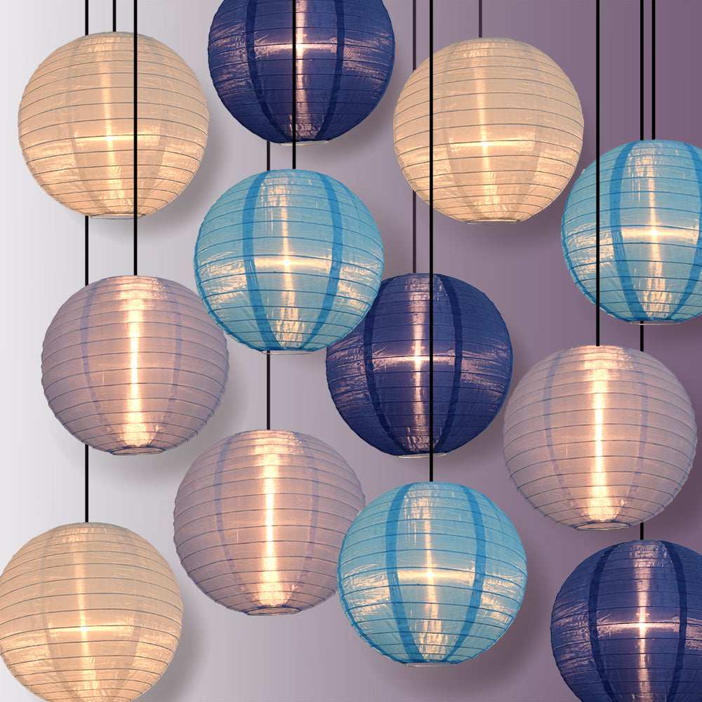 Blue Lagoon Color Party Even Ribbing Ribbed Nylon Lantern Combo Set (12 pc Set)